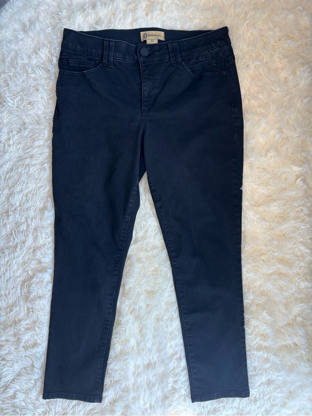 Democracy Ab Technology Ankle Skinny Jeans Womens 14 Black Stretch Denim